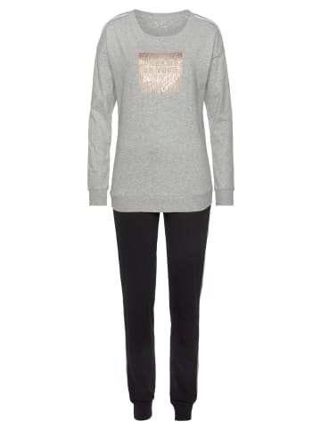 VIVANCE DREAMS Pyjama in graumeliert/schwarz