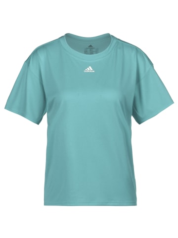 adidas Performance Trainingsshirt 3-Streifen AEROREADY in hellblau / weiß