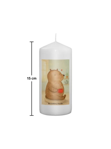 Mr. & Mrs. Panda Stumpenkerze Bär Morgenkaffee Design ohne Spruch in Weiß