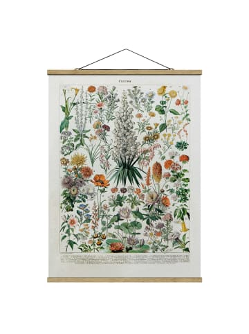 WALLART Stoffbild mit Posterleisten - Vintage Lehrtafel Blumen I in Bunt