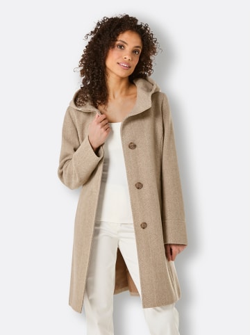 MANISA Woll-Mantel in braun-ecru-gemustert