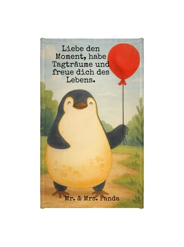 Mr. & Mrs. Panda Gäste Handtuch Pinguin Luftballon Design mit Sp... in Weiß