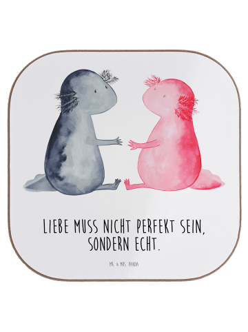 Mr. & Mrs. Panda Untersetzer für Gläser Axolotl Liebe mit Spruch in Weiß