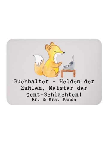 Mr. & Mrs. Panda Magnet Buchhalter Helden mit Spruch in Grau Pastell