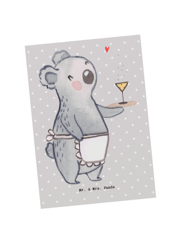 Mr. & Mrs. Panda Postkarte Gastwirtin Herz ohne Spruch in Grau Pastell