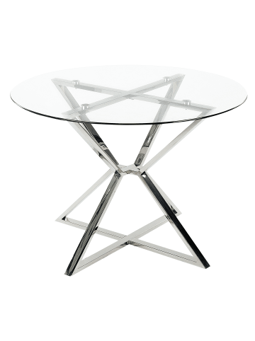 Beliani Esszimmertisch BOSCO in Transparent/Silber - (W) 105 x (H) 75 x (L) 105 cm
