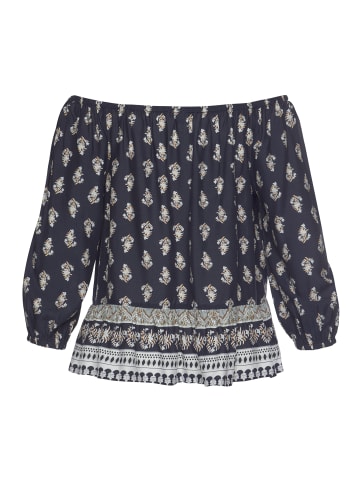 Vivance Carmenbluse in blau-bedruckt