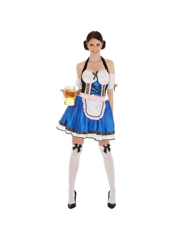 tectake Kurzes, sexy Dirndl, blau/weiß