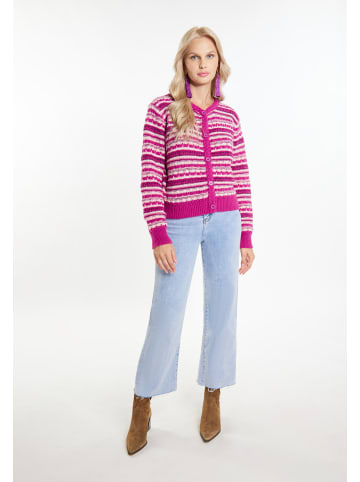 IZIA Damen Cardigan in Beerenpink Mehrfarbig