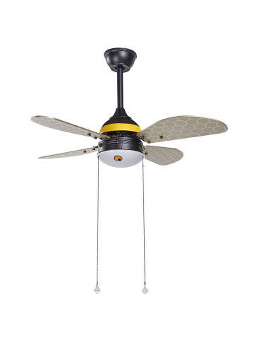 Beliani Deckenventilator mit Licht DOLORES in Schwarz/Gelb/Grau