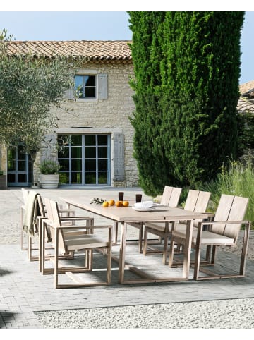 Beliani 6er-Set Gartenstuhl AZZANELLO in Braun/Weiß