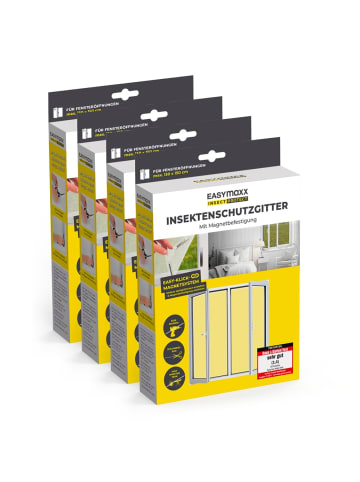 EASYmaxx Moskitonetz 4er-Set 150x180cm weiß 12 Magnetbefestigung für Fenster Transparent