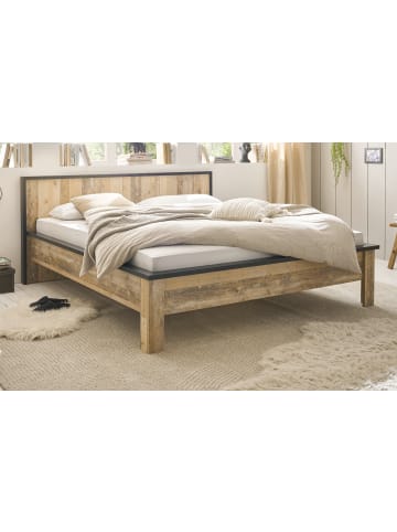 Furn.Design Bett Used Wood hell, Anthrazit, Doppelbett Liegefläche 180 x 200 cm