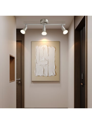 ZMH Deckenleuchte in silver 3-flammige GU10 schwenkbar Küchenlampe L 40 cm