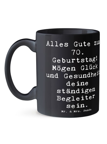 Mr. & Mrs. Panda Tasse Spruch 70. Geburtstag Glück und Gesundhei... in Schwarz