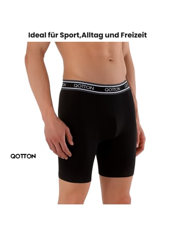 Qotton Boxershorts 3er Pack Lange Boxershorts in Schwarz