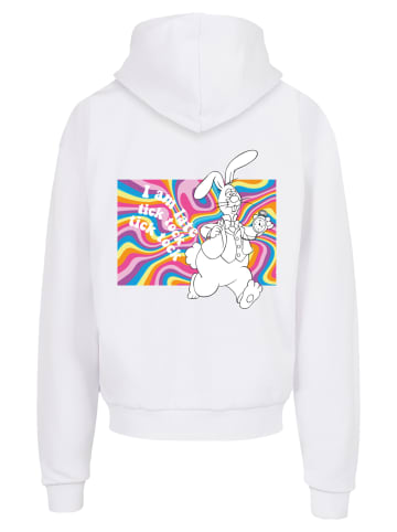 F4NT4STIC Ultra Heavy Hoodie Alice im Wunderland Uhr Hase in weiß