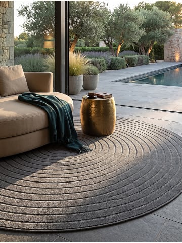 KADIMA DESIGN Teppich Outdoor Abstrakt pflegeleicht Balkon Terrasse Outdoor in Anthrazit
