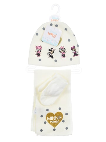 Disney Minnie Mouse 3tlg. Set: Mütze, Handschuhe und Schal Winter in Weiß