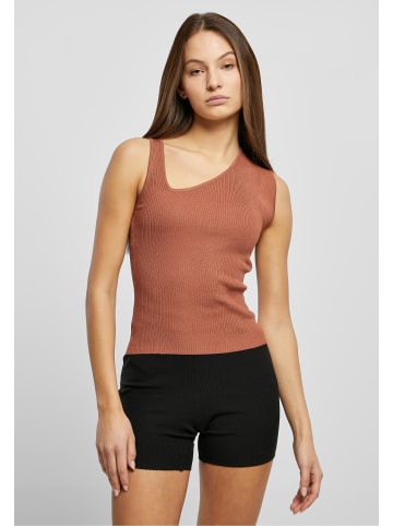 Urban Classics Urban Classics Damen Ladies Rib Knit Asymmetric Top in terracotta