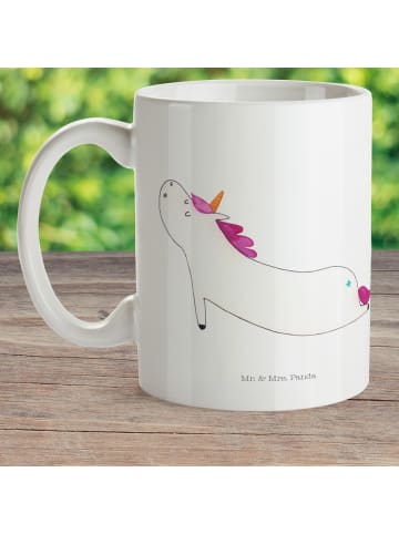 Mr. & Mrs. Panda Plastikbecher Einhorn Yoga ohne Spruch in Weiß