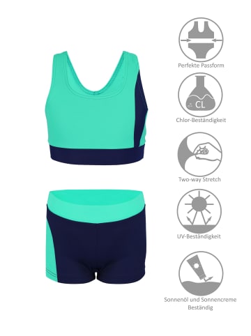 Aquarti Mädchen Sport Bikini - Racerback Bustier & Badehose in grün