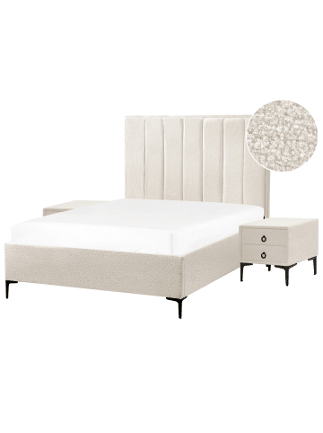 Beliani 3-tlg Schlafzimmer Set SEZANNE in Weiß/Schwarz