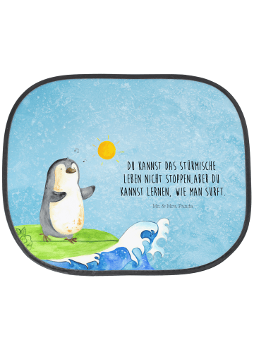 Mr. & Mrs. Panda Sonnenschutz Auto Pinguin Surfer mit Spruch in Eisblau