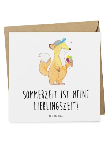 Mr. & Mrs. Panda Einladungskarte Sommer Freude mit Spruch in Weiß