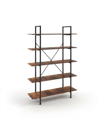 relaxdays Bücherregal "Industrial" in Braun/ Schwarz - (B)105 x (H)177,5 x (T)33,5 cm