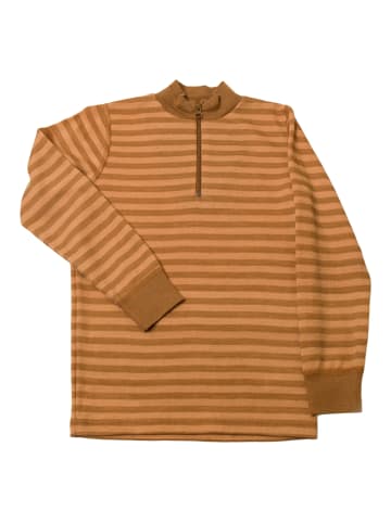 Joha Langarmshirt Merinowolle in copper stripe