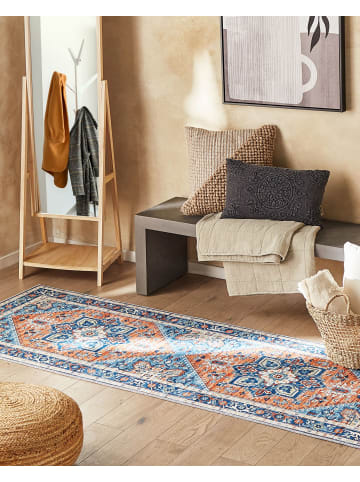 Beliani Läufer RITAPURAM in Blau/Beige/Orange - (W) 80 x (H) 1 x (L) 300 cm
