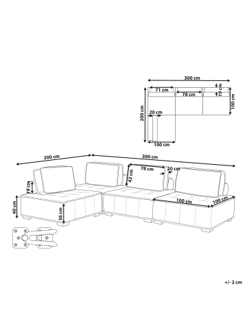 Beliani 4-tlg Modulsofa TIBRO in Rosa/Braun