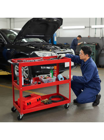 relaxdays Werkstattwagen in Rot - (B)78 x (H)76 x (T)35 cm