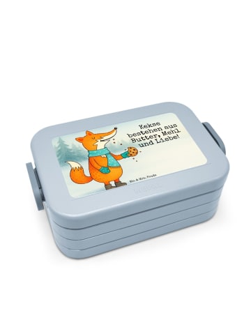 Mr. & Mrs. Panda Brotdose Fuchs Keks Design mit Spruch in Blau Pastell