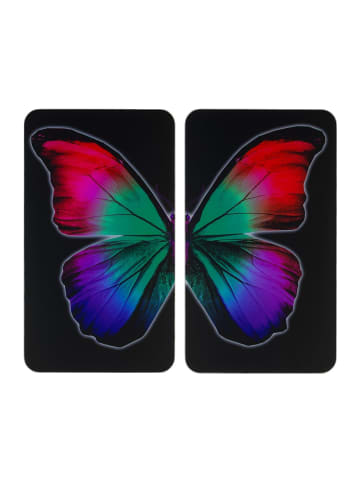 Wenko Glasabdeckplatte Universal Butterfly by Night 2er Set in Schwarz, 30 x 52 cm