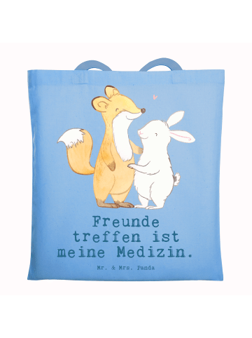 Mr. & Mrs. Panda Tragetasche Fuchs Hase Freunde treffen mit Spruch in Sky Blue