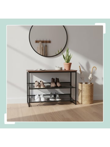 relaxdays Schuhregal in Schwarz/ Braun - (B)75 x (H)52,5 x (T)30 cm