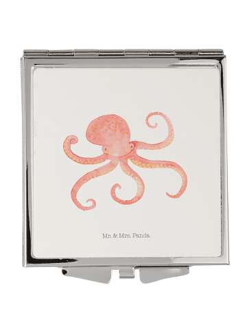 Mr. & Mrs. Panda Kosmetikspiegel Klein Tintenfisch ohne Spruch in Weiß