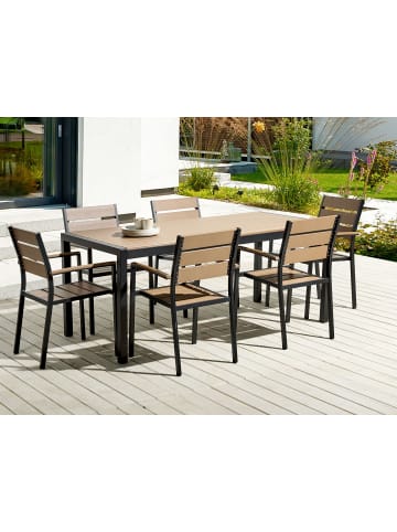 Beliani Esstisch VERNIO in Braun/Schwarz - (W) 90 x (H) 76 x (L) 180 cm