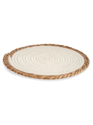 GIFTDECOR Tischset, mit geflochtenem Seegras an den Rändern, Set in Weiß