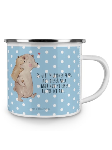 Mr. & Mrs. Panda Emaille Tasse Papa Bär mit Spruch in Blau Pastell