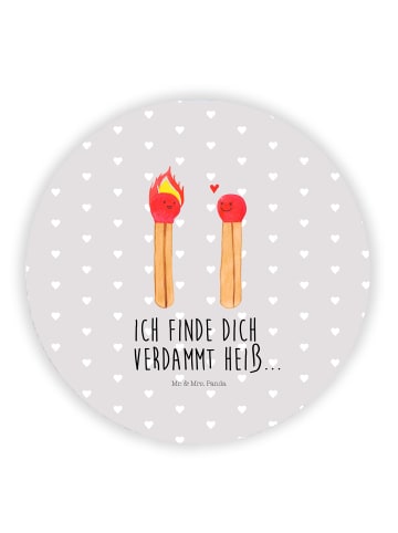 Mr. & Mrs. Panda Kühlschrankmagnet Streichhölzer mit Spruch in Grau Pastell