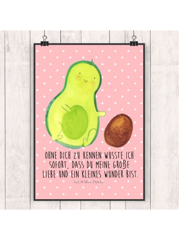 Mr. & Mrs. Panda Poster Avocado Kern rollt mit Spruch in Rot Pastell
