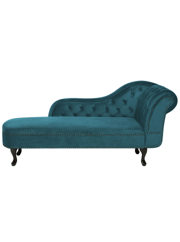 Beliani Chaiselongue NIMES in Blau/Braun - (W) 169 x (H) 79 x (L) 65 cm rechtsseitig