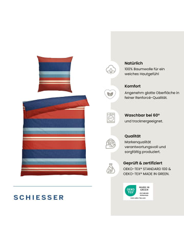 Schiesser Renforcé-Bettwäsche-Set Luca in Terrakotta-Blau