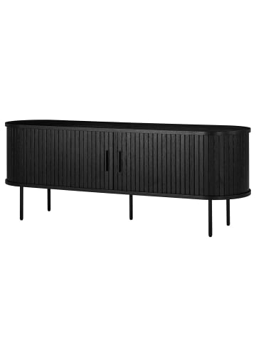 home24 home24 TV-Lowboard aus furniertem & lackiertem MDF in Eiche, 120 x 55 x 40 cm in Eiche Schwarz