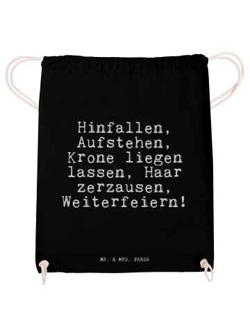 Mr. & Mrs. Panda Jutebeutel Hinfallen, Aufstehen, Krone liegen..... in Schwarz
