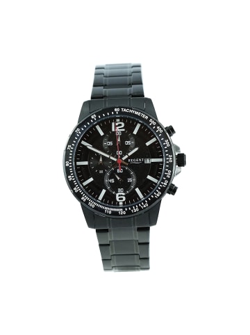 Regent Armbanduhr-Chronograph dunkelgrau groß (ca. 44mm) Regent Metallarmband