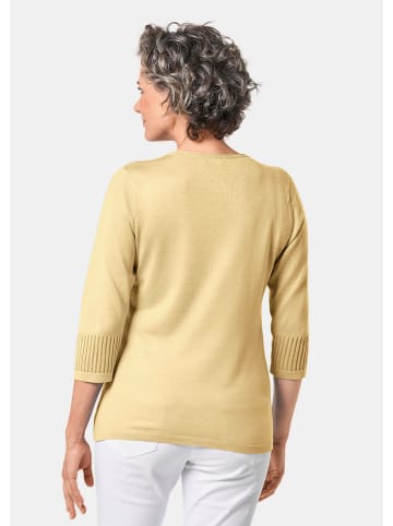 GOLDNER Kurzgröße:  Pullover Ajour-Pullover mit Durchbrüchen in pastellgelb